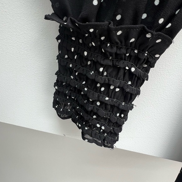 Max Studio sz large polka dot midi dress w/long sleeves and cinched waist - Picture 5 of 8